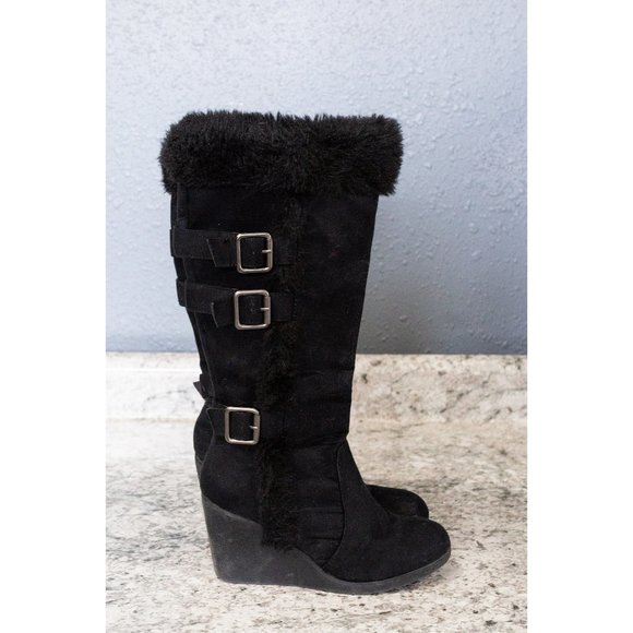 BAMBOO Shoes - Bamboo Black Knee High Boots, Size 7.5